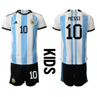Argentina Lionel Messi #10 Replica Home Minikit World Cup 2022 Short Sleeve (+ pants)